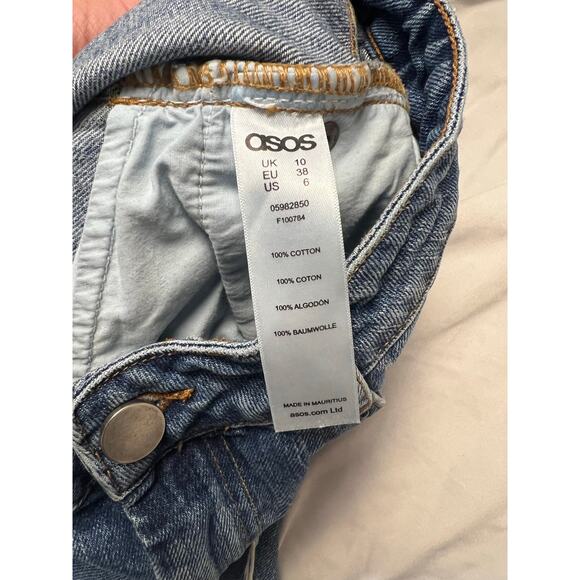 Asos Medium Wash Raw Hem Cutoff Denim Skirt Size US 6 - Picture 4 of 4